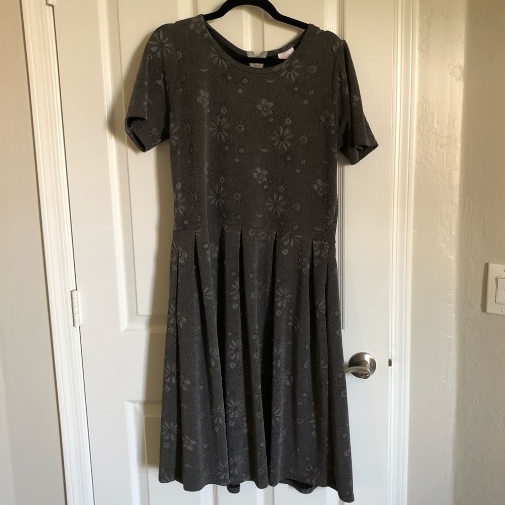 Gray Flowered LulaRoe Amelia Dress